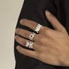 kreatives Bären-Metall-Gitterring-Set mit römischen Ziffern